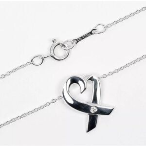 Tiffany & Co Paloma Picasso Silver Loving Heart Pendant with Diamond - 16”